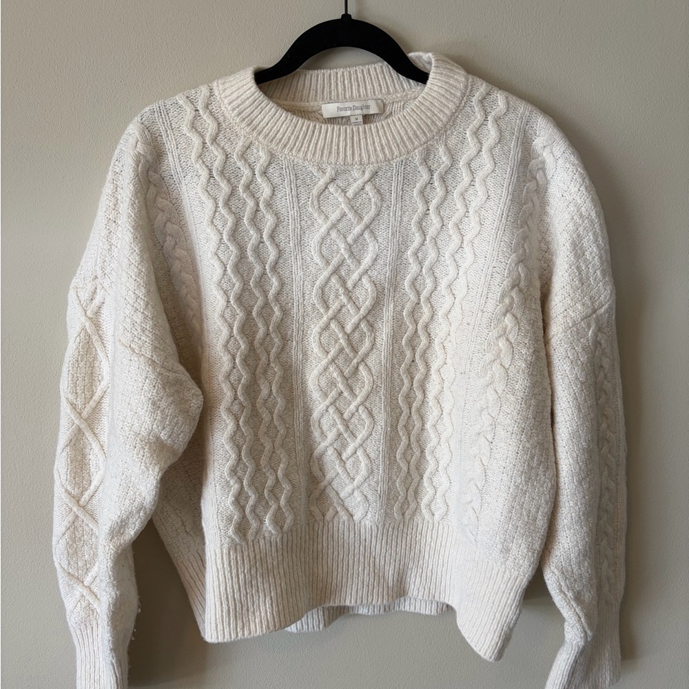 Favorite Daughter Ivory Cable Knit Sweater